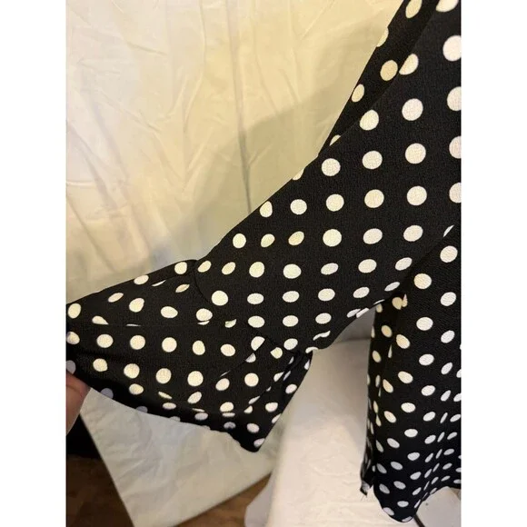 Retro Mod Polka Dot Top Shirt Women's Plus 1X Ruffle Bell Sleeves Boho Hippie - Picture 3 of 3